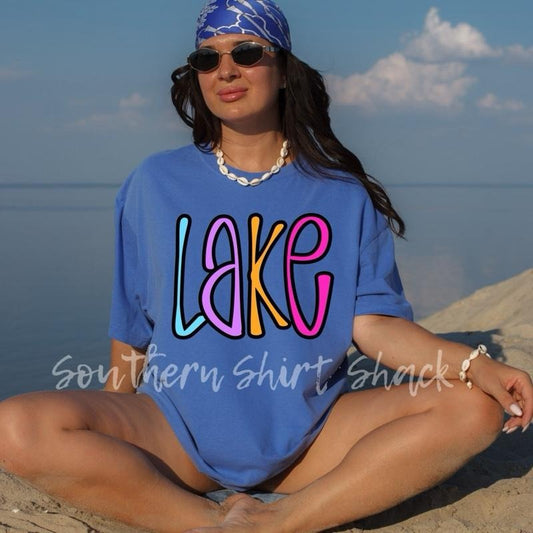 Colorful Lake T shirt  | Flo Blue  comfort colors t shirt