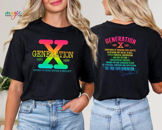Colorful X Generation Shirt Funny Gen X T-shirt Raised On Hose Water And Neglect 90s Nostalgia Shirt Generation X Shirt Women Shirt  T-shirt, sweater and Hoodie