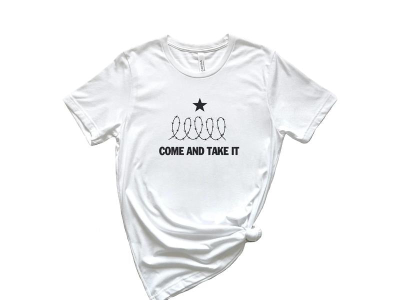 Come And Take It Shirt, Political shirt, Texas Strong, Texas Won't Back Down Shirt, Election T Shirt, Secure Our Borders Tee, Patriotic Unisex Sweatshirt, Texas Border Shirt, Gifts For Men Women, Texas Support Sweater Menswear Shortsleeve
