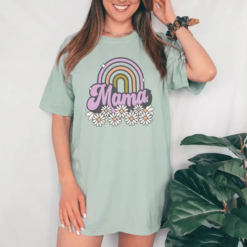 Comfort Color Mama Shirt Rainbow Mom Shirt Mommy Shirt Mama T-shirt Cute Mom Shirt Mother's Day Gift Mom Life Shirt Mommy Shirt TK43GN