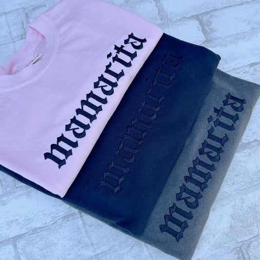 Comfort Colors - Mamacita Embroidered T-shirt Embroidery Short Sleeves Womenswear