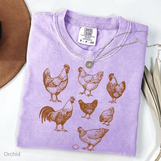 [Comfort Colors] Vintage Chicken Tee Shirt for Chicken obsessed, Raisin chickens tee, Farm crewneck, Love Chickens Cute Unisex Cotton