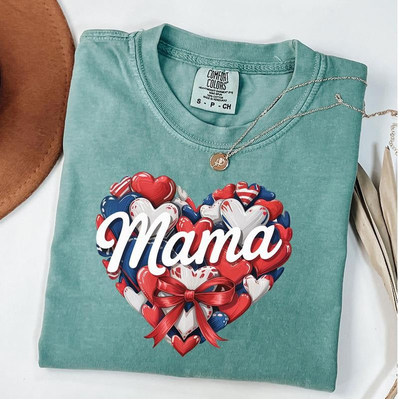 Comfort Colors 4th of July Mama Shirt, Patriotic Mama Tee, American Flag T-Shirt, 4th Of July Gift