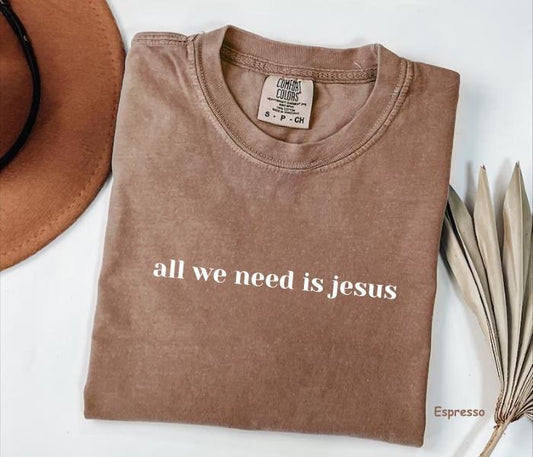 Comfort Colors All We Need Is Jesus Shirt, Christian Apparel Shirt, Bible Verse T-shirt, Christian Clothing, For Woman