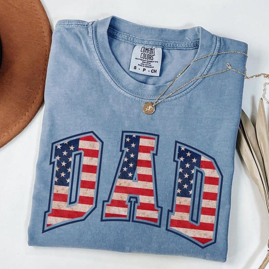 Comfort Colors American Dad Shirt, Dad USA Flag TShirt, Fathers Day Gift, 4th of July Shirt, New Dad T-Shirt, Patriotic Dad Tee, Gift for Dad
