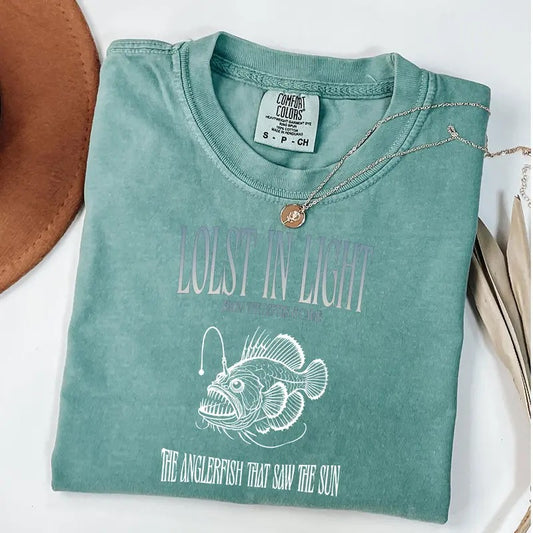 Comfort Colors Angler Fish T-Shirt, Lost in Light Deep Sea Shirt, Marine Life Shirt, Fish Tee, She Rises Shirt