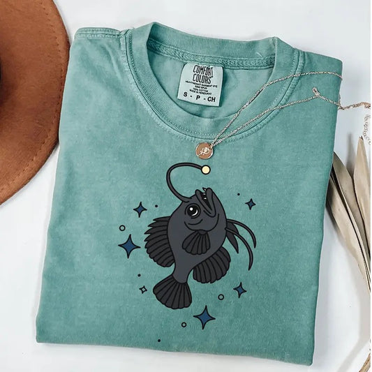 Comfort Colors Anglerfish Shirt, Marine Life Shirt, Fish Tee, She Rises Shirt
