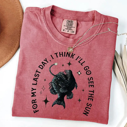 Comfort Colors Anglerfish T-Shirt, Inspirational Shirt, Marine Life Shirt, Fish Tee, She Rises Shirt