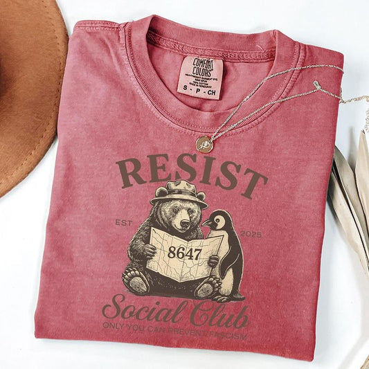 Comfort Colors Bears Penguins RESIST Shirt, Social Club Penguins Shirt, I Stand With The Penguins, Flippers Up Social Club, FDT Bear Shirt