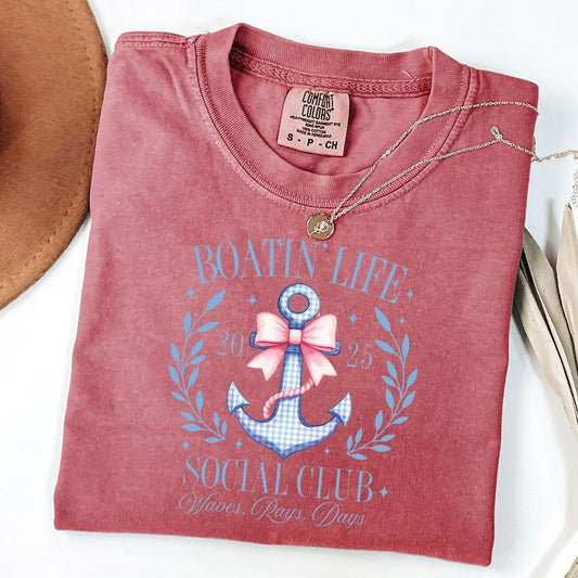 Comfort Colors Boating Tee, Nautical Anchor Shirt, Lake Life Bow Shirt, Sailor Aesthetic T-Shirt