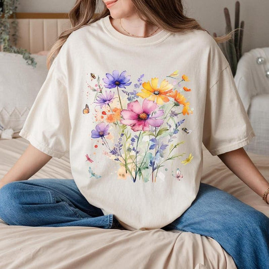 Comfort Colors Boho Cottagecore Tshirt, Vintage Pressed Flowers Shirt, Boho Cottagecore , Botanical floral , Garden lover shirt