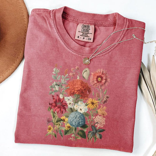 Comfort Colors Boho Wildflowers Cottagecore Tshirt, Whimsigoth Shirt, Plant Shirts, Floral Tee, Gift For Women