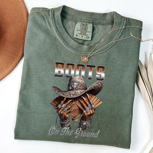 Comfort Colors Boots On The Ground Shirt, Line Dance Tee, Cowgirl Boots Shirt, Country Girl T-Shirt