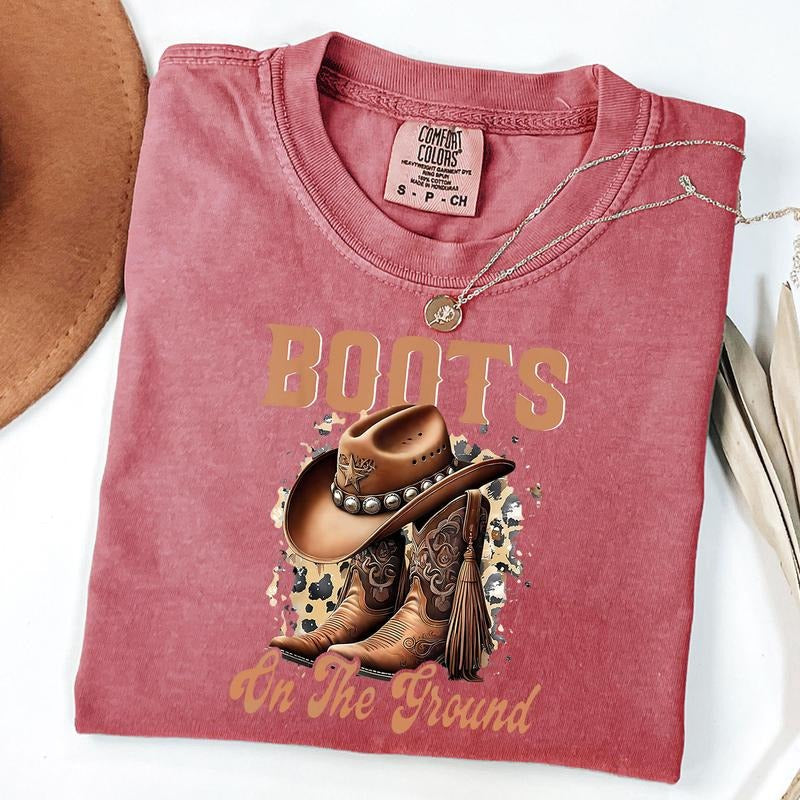 Comfort Colors Boots On The Ground Shirt, Western Cowgirl Shirt, Cowgirl T-Shirt, Country Girls Gift