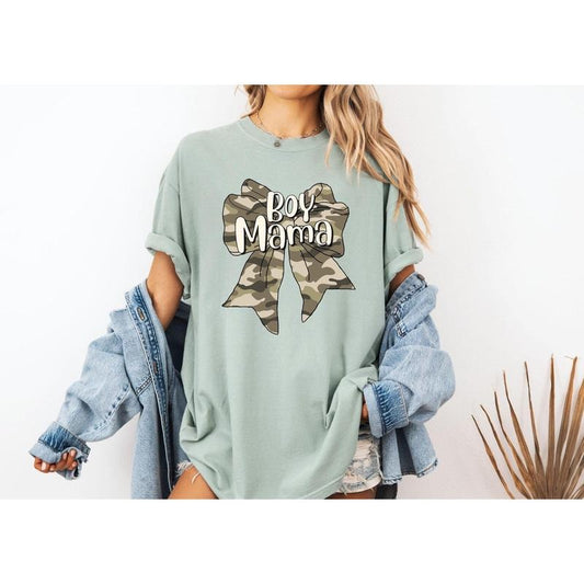 Comfort Colors Boy Mama Camo Coquette Bow Shirt, Comfort Colors Camo Mama Shirt, Boy Mama Shirt, Mama Camo Bow Shirt