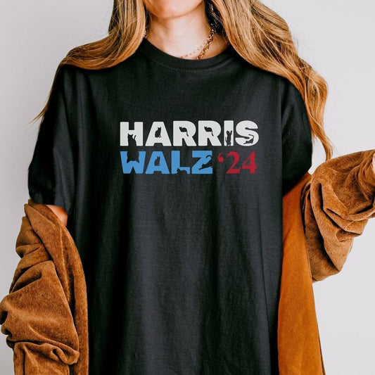 Comfort Colors Cat Ladies for Kamala Harris Walz Shirt, Kamala Harris President 2024 Shirt, Democrat Rally T-shirt, Vote Election 2024