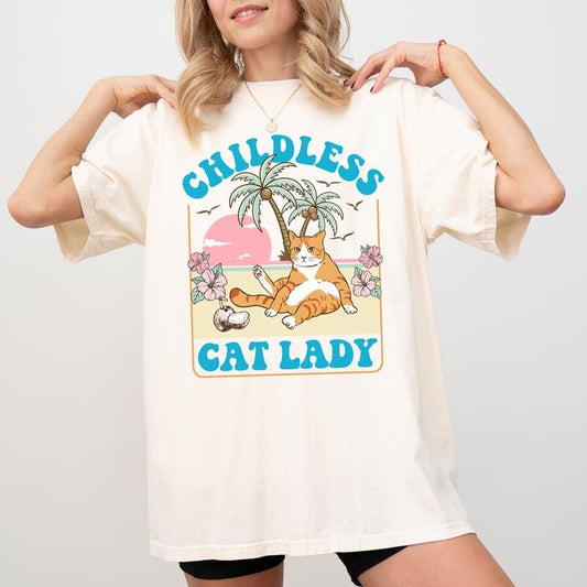 Comfort Colors Childless Cat Ladies Shirt, Funny Coconut Tree Graphic Printed Tee, Feminism Shirt for Women, Childless Cat Ladies Top for Cat Mom, Reproductive Rights T-shirt, Oversized Womenswear, Comfy Fabric Casual Women's Tops, Relaxed Fit Chic Style