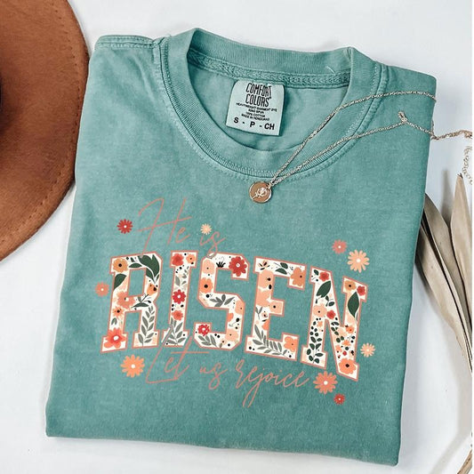 Comfort Colors Christian Easter Shirt, He is Risen Shirt for Easter, Good Friday T-Shirt Easter Day Jesus Shirts Womens Faith Tee Religious