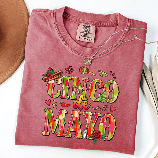 Comfort Colors Cinco de Mayo Fiesta Shirt, Mexico Party Tee, Margarita Tacos Shirt, Cinco de Mayo Boho T-Shirt