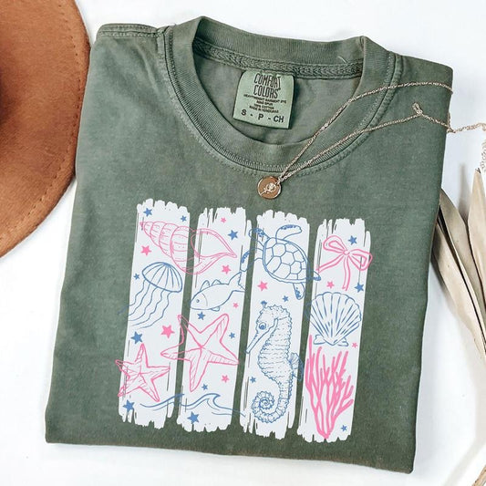 Comfort Colors Coastal T-Shirt, Aesthetic Summer Shirt, Beach Tee, Coquette Ocean Shirt