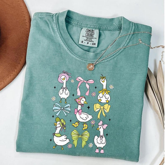 Comfort Colors Coquette Goose Shirt, Girly Goose Shirt, Goose Lover Gift, Cute Farm Animal Tee, Cottagecore Gift