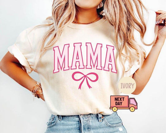 Comfort Colors Coquette Mama Shirt, Coquette Bow T-shirt for Mom, Mothers Day Gift, Girly Mama Outfit