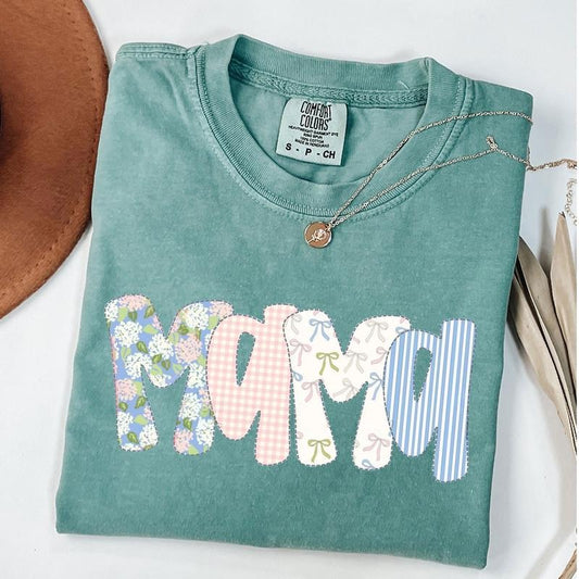 Comfort Colors Coquette Mama T-Shirt, Floral Bows Shirt, Girly Mama Tee, Mothers Day Gift