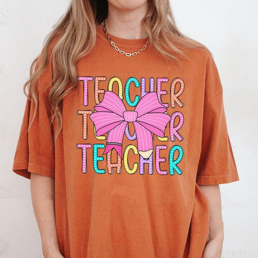 Comfort Colors Coquette Teacher Shirt, Back to School Shirt, Teacher Appreciation Gift, First Day of School Shirt