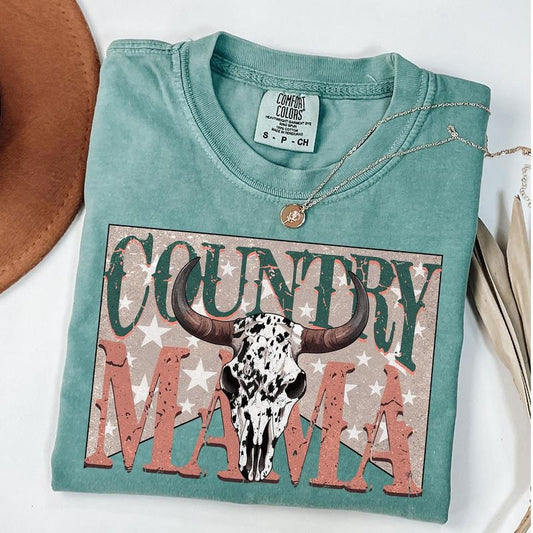 Comfort Colors Country Mama T-Shirt, Western Mama Shirt, Howdy Cowhide Tee, Mothers Day Gift