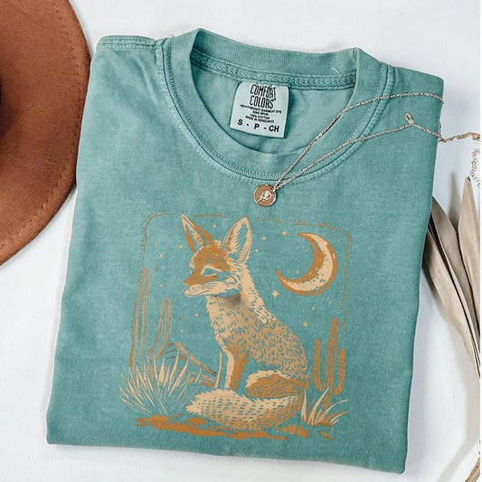 Comfort Colors Coyote Desert Nature Scenic Wild Animal South West Cactus T-Shirt