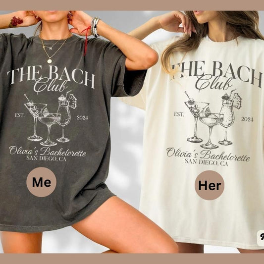 Comfort Colors Custom Bachelorette Party Shirts, The Bach Club Bachelorette Shirts, Personalized Beach Wedding Shirt, Social Club Luxury Bachelorette Merch Womenswea