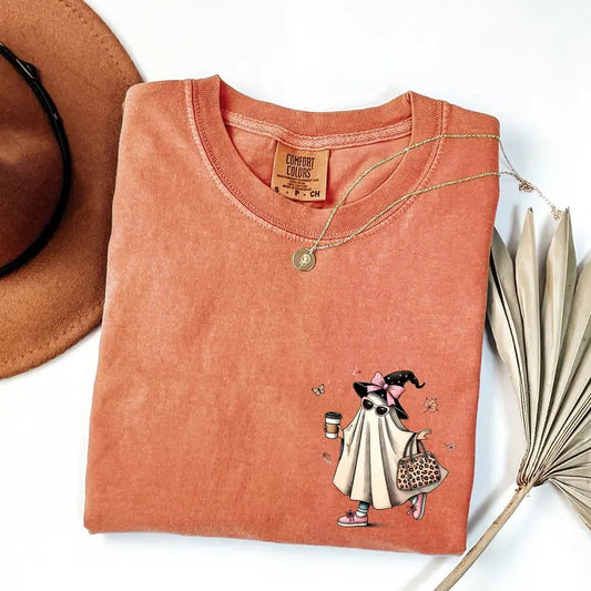 Comfort Colors Cute Ghost Shirt, Women's Halloween Shirt, Cute Fall Shirt, Spooky Season Shirt, Gift For Halloween