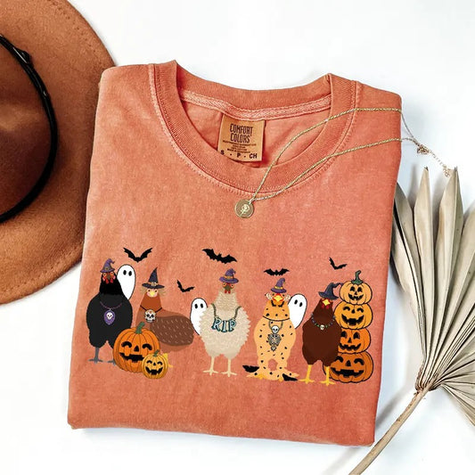 Comfort Colors Cute Halloween Chicken Shirt, Chicken Lover Halloween Gift, Farmer Halloween, Chicken Mom Halloween Shirt, Thanksgiving Gift