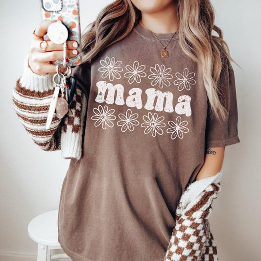 Comfort Colors Cute Mama Shirt, Mothers Day Gift For Mom, Floral Mama Shirt, Pregnancy Announcement