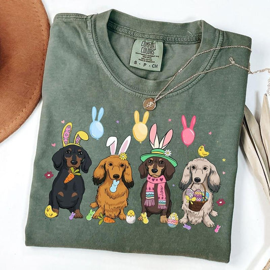 Comfort Colors Dachshund Easter Day Shirt, Dog Lover Gift, Easter Day Shirt, Dog Mom Gift, Dog Mom Easter T-Shirt