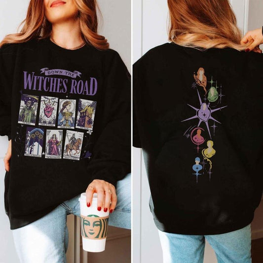 Comfort Colors Down The Witches Road Sweatshirt Wicca Green Witch Pullover Hoodie for Women All Along Witches Shirt 936 - Womenswear