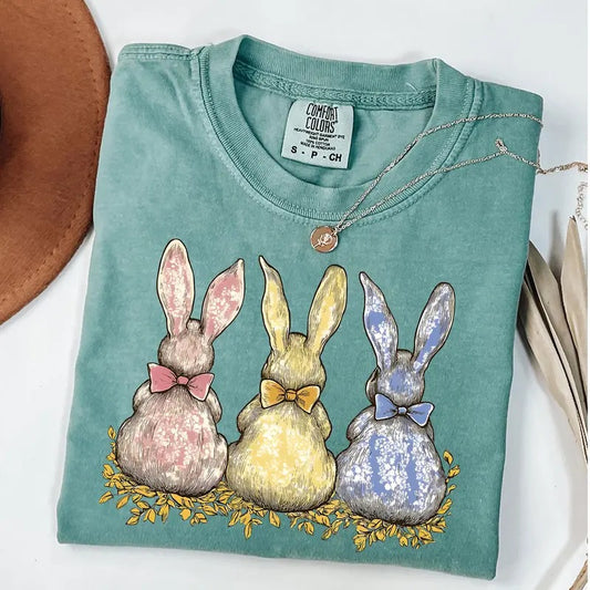 Comfort Colors Easter Coquette Bunny Shirt, Pink Floral Chinoiserie Bunny Shirt, Pink Toile Easter Rabbit T-Shirt, Easter Coquette Tee