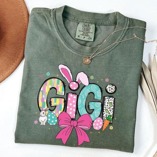 Comfort Colors Easter Gigi Shirt, Gigi Coquette Shirt, Easter Bunny Mom T-shirt, Easter Gift For Grandma