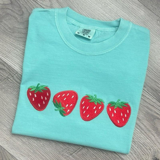 Comfort Colors Embroidered Strawberry Tee