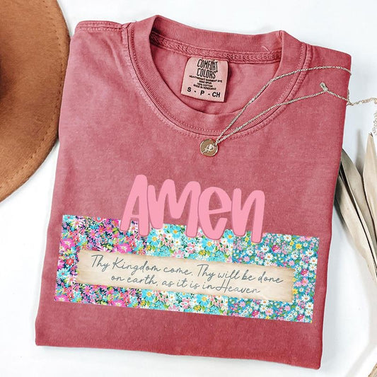 Comfort Colors Floral Amen Shirt, Floral Easter T-Shirt, Spring Flower Tee, Bible Verses Tshirt, Religion Gift