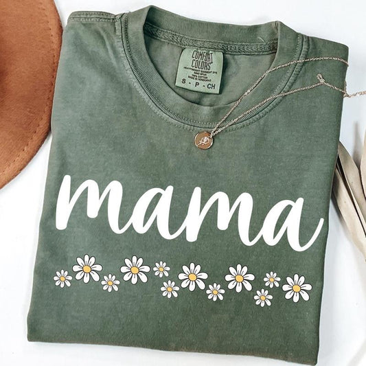 Comfort Colors Floral Daisy Mama Shirt Gift for Mom, New Mama Gift, Mother's Day Gift