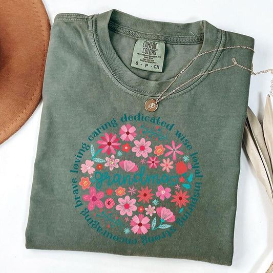 Comfort Colors Floral Grandma Shirt, Grandma Flower Shirt, Nana T-shirt, Wild Flower Tee, Mother's Day Gift