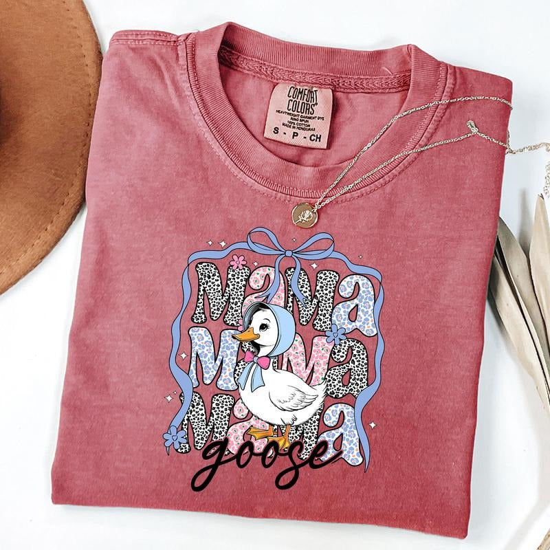 Comfort Colors Floral Mama Goose Shirt, Mama Goose Shirt, Mothers Day T-Shirt, Floral Mama Tee, Goose Lover Gift