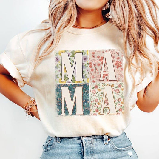 Comfort Colors Floral Mom T-shirt,Mama Floral Shirt, Coquette Bow Mama T-Shirt, Mothers Day Gift
