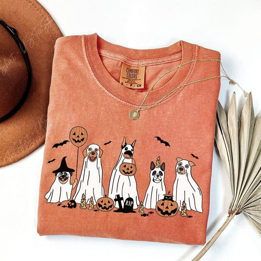 Comfort Colors Ghost Dog Shirt, Halloween Dog Shirt, Сute Ghost Dog T-shirt, Halloween Shirt Women, Dog Lover Gift, Spooky Season, Dog Tee