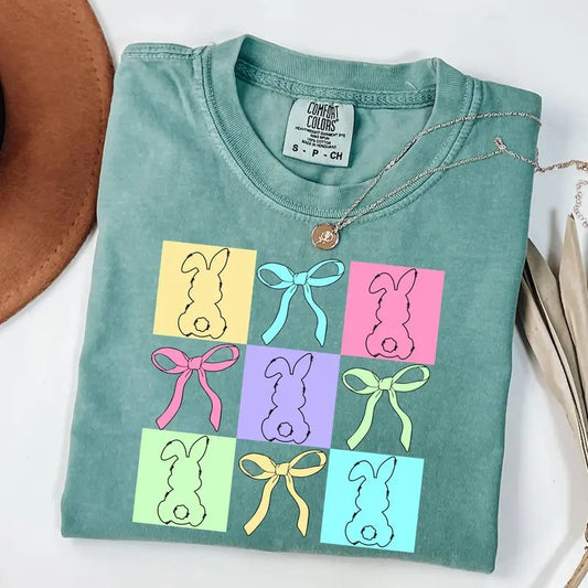 Comfort Colors Girly Easter Shirt, Coquette Easter T-Shirt, Girly Christian Easter Shirt Cotton Fashion