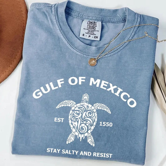 Comfort Colors Gulf of Mexico Stay Salty and Resist Shirt, Gulf Coast T-shirt, Mexico Beach Shirt, Golfo de México 1550