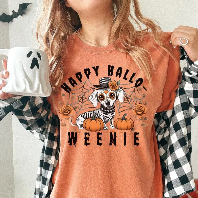 Comfort Colors Halloween Dachshund Shirt, Dog Halloween shirt, Halloween Wiener Dog Tshirt, Spooky Dog Shirt, Halloween Doxie Tee, Halloween Dachshund Tee