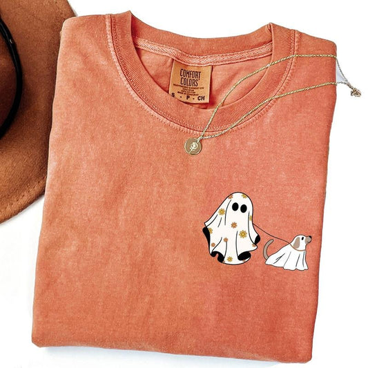 Comfort Colors Halloween Ghost Dog Shirt, Сute Ghost Dog Shirt, Women Halloween Shirt, Cute Fall Shirt, Halloween Dog Shirt, Spooky Season, Ghost Tee