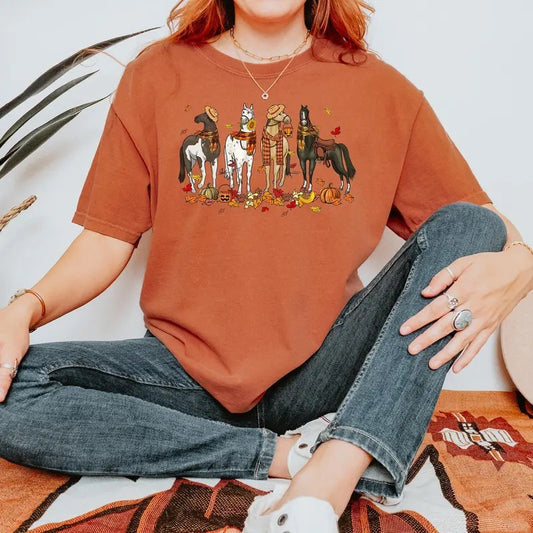 Comfort Colors Halloween Horse Shirt, Ghost Horse Shirt, Spooky Horse Shirt, Horse Lover Gift, Western Halloween, Cowgirl Horse T-shirtstyle{n002}2